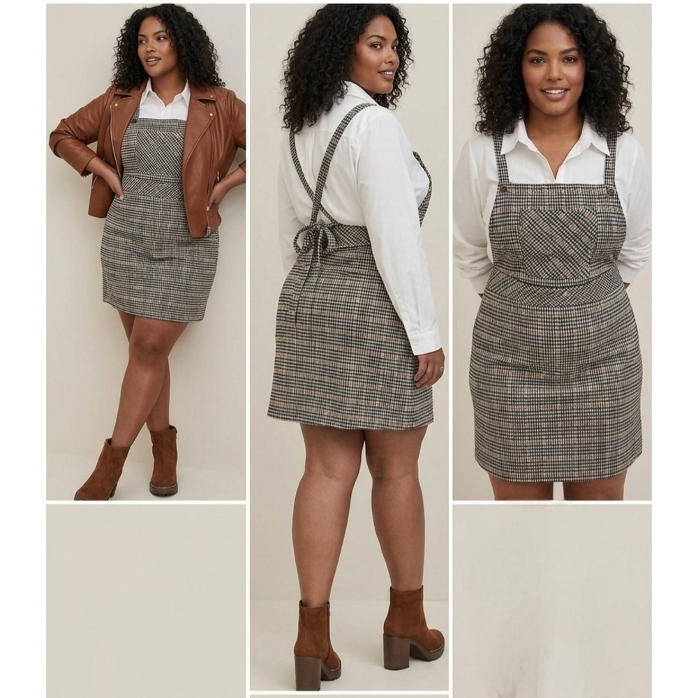Torrid Houndstooth Double Knit Skirtall Dress Sz 5X Academia Preppy Office Fall
